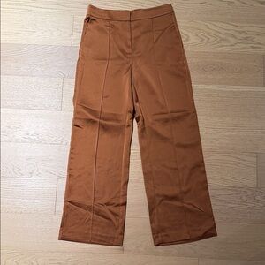 Ann Taylor High Waist Copper Satin Wide-Leg Pants